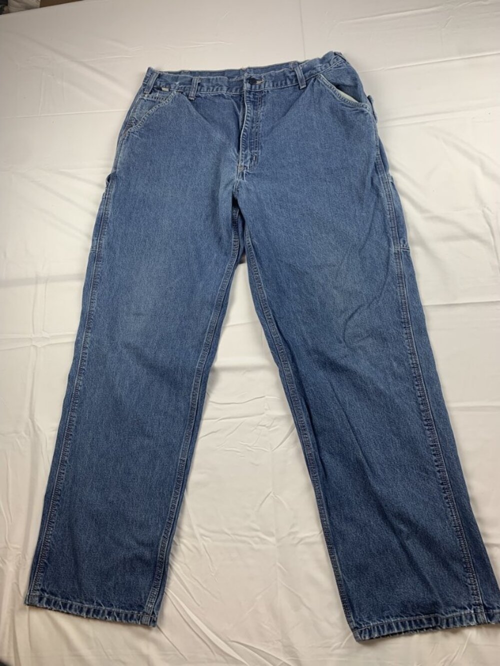 Carhartt FR Flame Resistant Denim Dungaree Jeans Mens 38x34 Loose Fit Blue